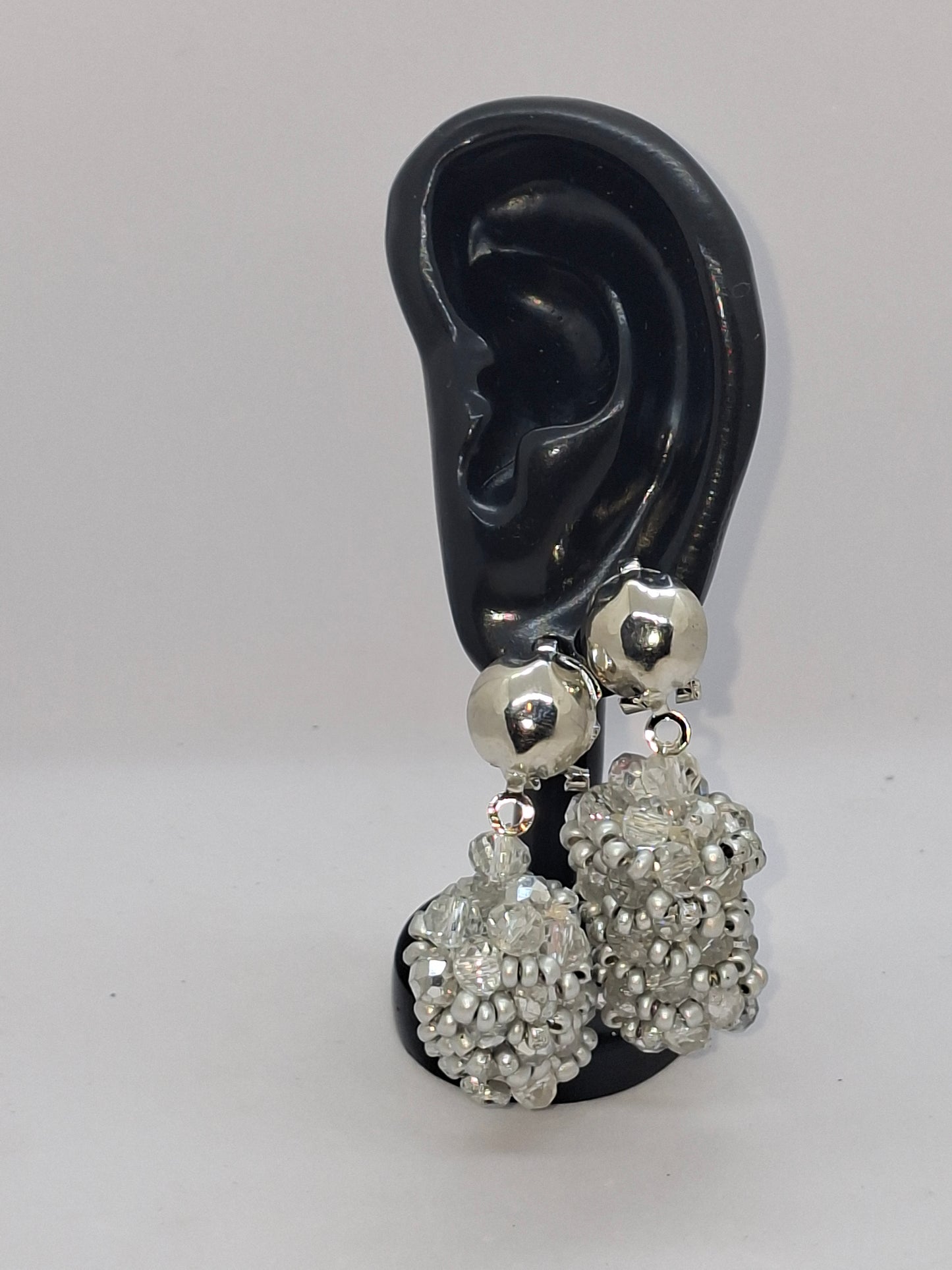 Silver Crystal Floral Luxury Beaded Necklace Set with Bracelet & Earrings (DSE-SCF-0001)