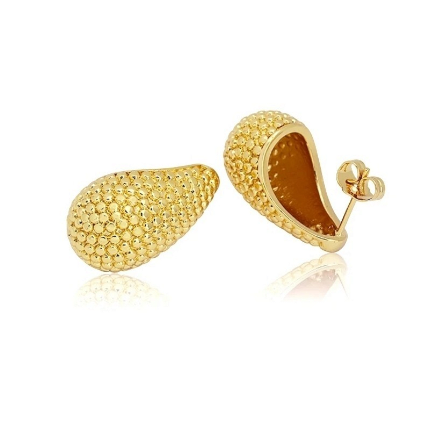 Luxury High Quality Brass 24K Gold Plated Stud Earrings