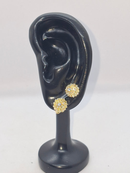 Gold Crystal Cluster Stud Earrings – Elegant Sparkle Design (DSE-GE-01)
