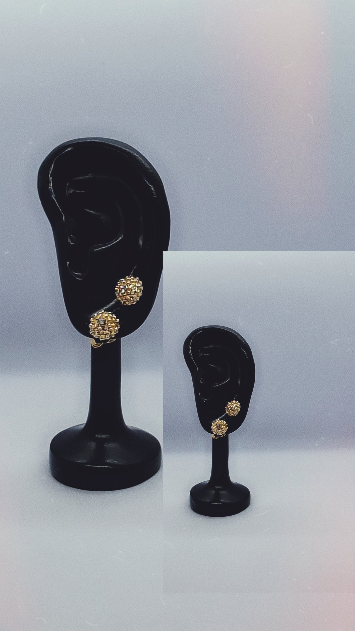 Gold Crystal Cluster Stud Earrings – Elegant Sparkle Design (DSE-GE-01)