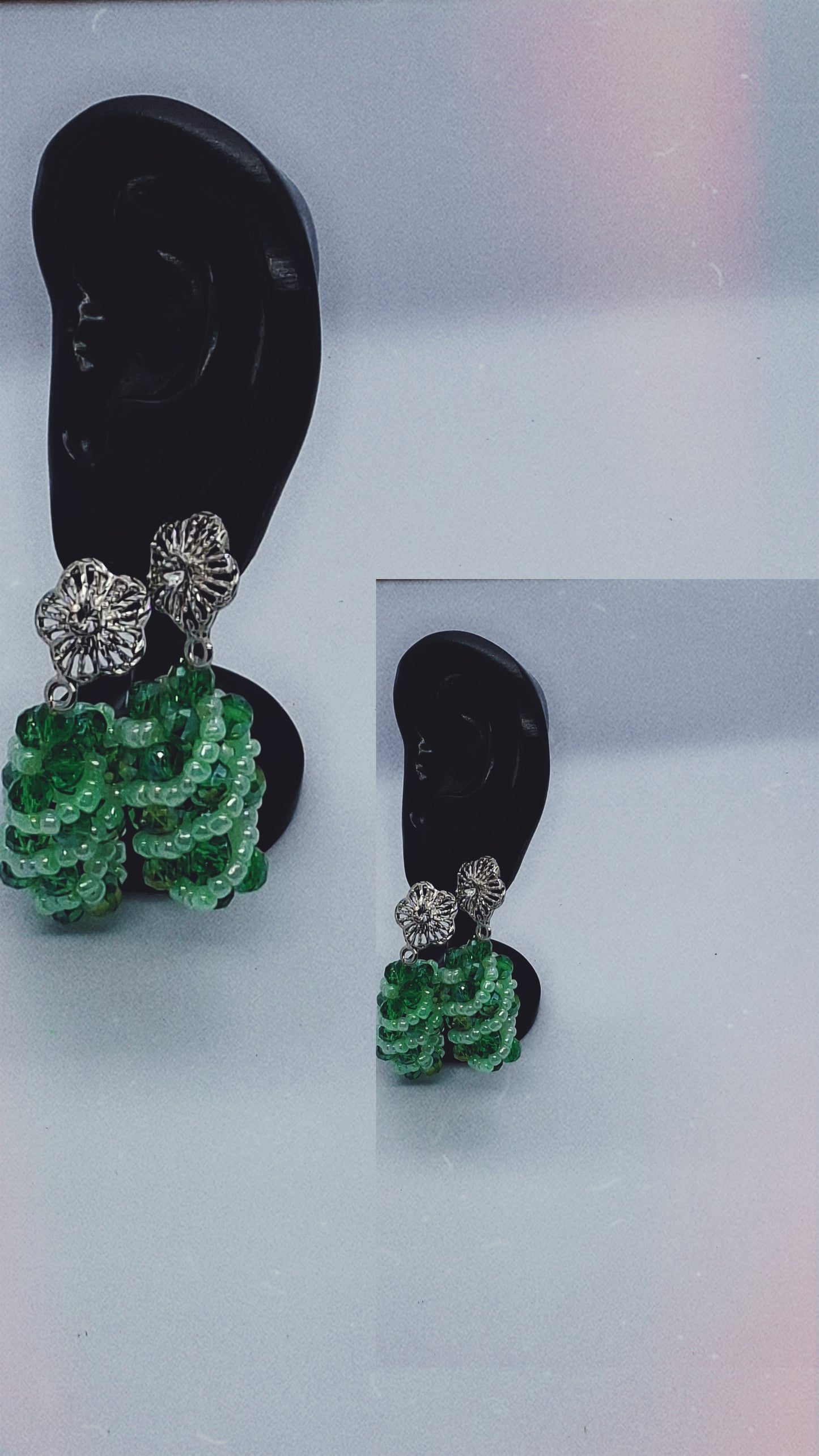 Mint Green Spiral Twist Luxury Beaded Necklace Set with Bracelet & Earrings (DSE-MTGRN-0001)