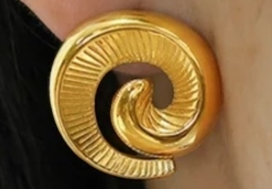 18K Gold Plated Vintage Spiral Irregular Hoop, Hypoallergenic, Stainless Steel Geometric Earrings