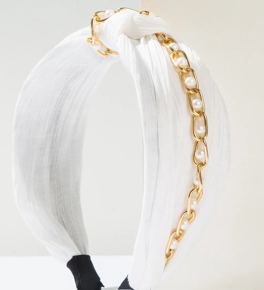 Pearl Metal Chain with Wide Edge Headband