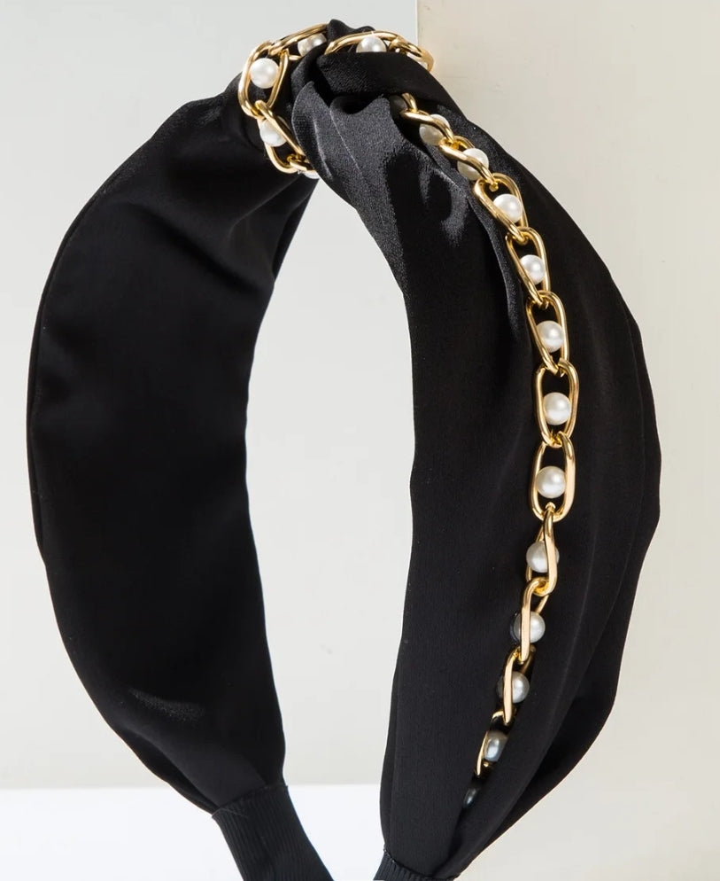 Pearl Metal Chain with Wide Edge Headband