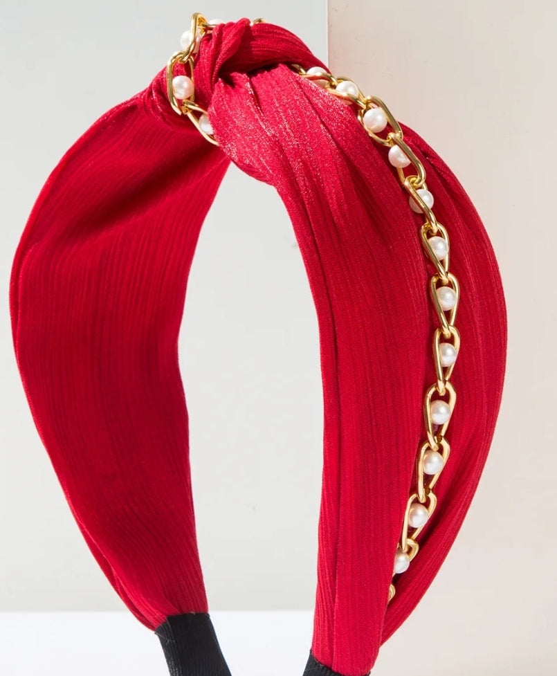 Pearl Metal Chain with Wide Edge Headband