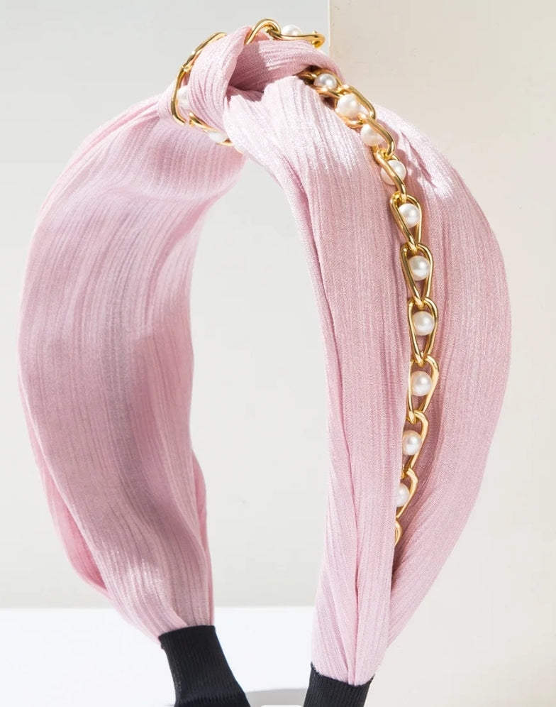 Pearl Metal Chain with Wide Edge Headband