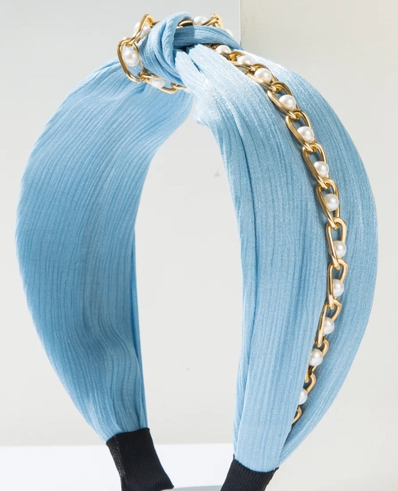 Pearl Metal Chain with Wide Edge Headband