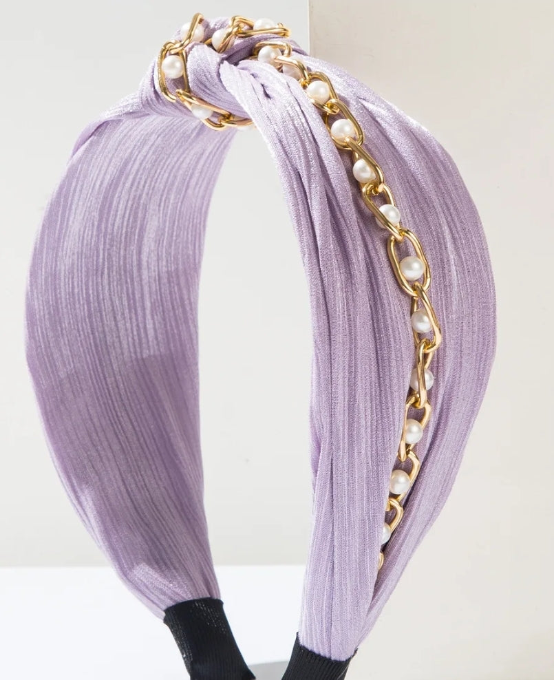 Pearl Metal Chain with Wide Edge Headband
